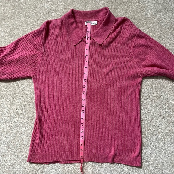 Talbots Collared Short Sleeve Pullover Knit Top Womens M Pink Buttons - Picture 5 of 5